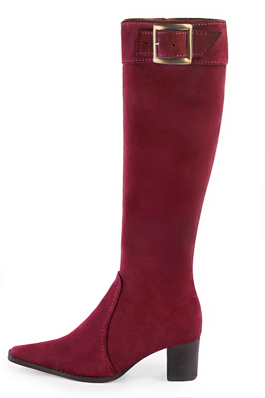 French elegance and refinement for these burgundy red feminine knee-high boots, 
                available in many subtle leather and colour combinations. Record your foot and leg measurements.
We will adjust this pretty boot with zip to your measurements in height and width.
You can customise your boots with your own materials, colours and heels on the 'My Favourites' page.
To style your boots, accessories are available from the boots page. 
                Made to measure. Especially suited to thin or thick calves.
                Matching clutches for parties, ceremonies and weddings.   
                You can customize these knee-high boots to perfectly match your tastes or needs, and have a unique model.  
                Choice of leathers, colours, knots and heels. 
                Wide range of materials and shades carefully chosen.  
                Rich collection of flat, low, mid and high heels.  
                Small and large shoe sizes - Florence KOOIJMAN